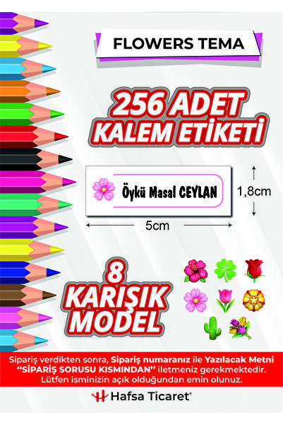 Hafsa Ticaret 256 Adet Okul Kalem Etiketi Defter Etiketi Kişiye Özel İsimli F...
