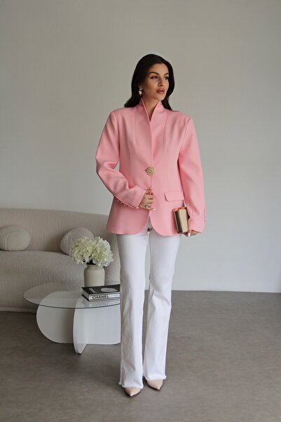 Askı Nişantaşı Premium Blazer Jacket with Shawl Collar and Large Metal Gold Buttons