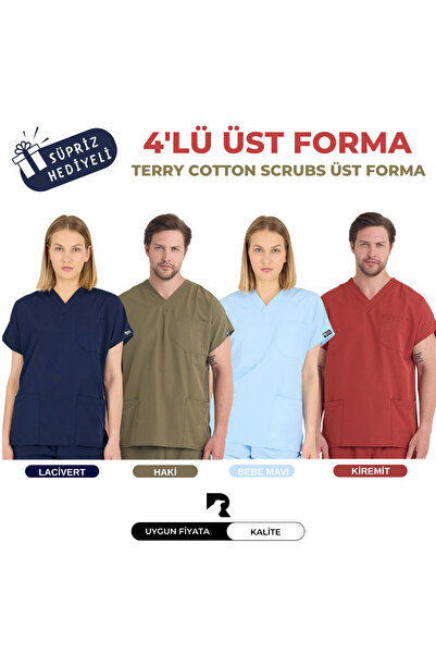 KARGA ÜNİFORMA SET DE 4 PIESE - Uniforme unisex cu mâneci liliac pentru asist...