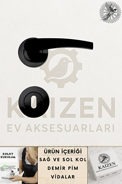 Genel Markalar Bravo Siyah Mat Yuvarlak Rozetli Oda Kapı Kolu