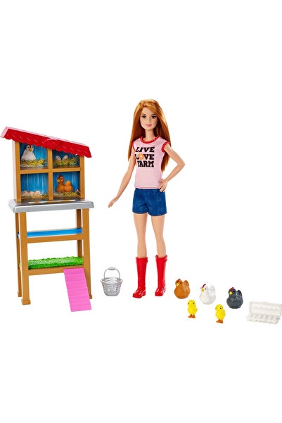 Barbie Tavuk Yetiştiricisi Bebek ve Oyun Seti - Kızıl Saçlı Bebek ve Tavuk Kü...