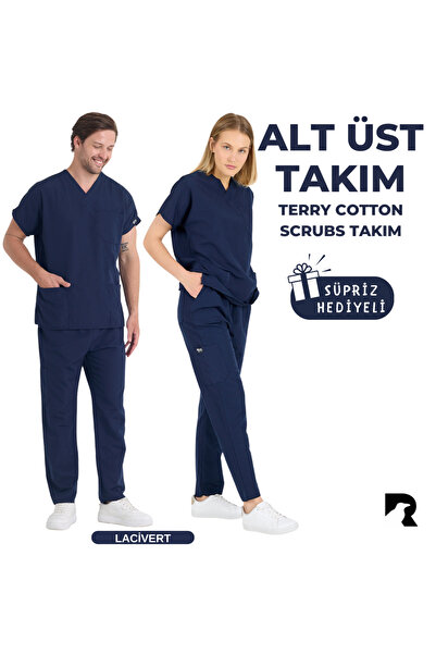Raven Uniform Uniformă medicală - Costum chirurgical din țesătură subțire pentru medic și asistent medical