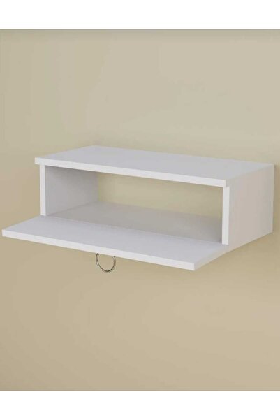 Ayşe Abladan 80 cm Beyaz Kapaklı Dresuar Salon Antre Hol Oturma Odası Askıda Kulplu Dolap Dresuar