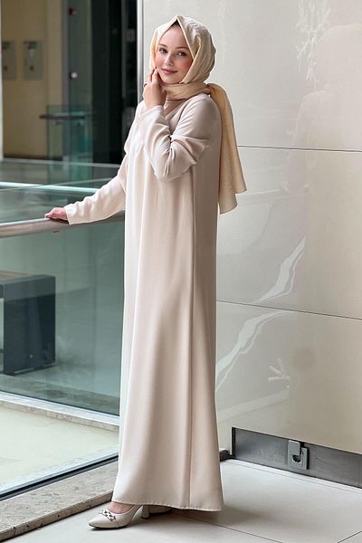 White Corner فستان قميص كريب مستورد بأكمام طويلة