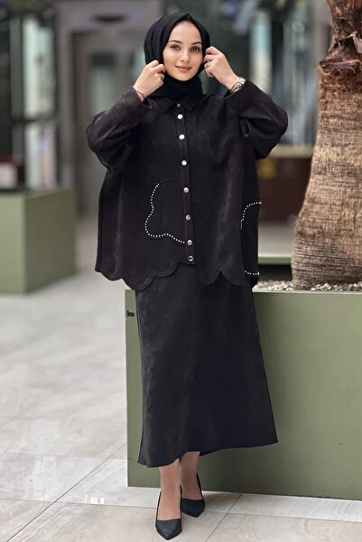 Ghisa Nubuck Skirt Set - Ball Staple Detailed