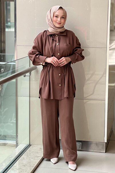 Ghisa Beli Gathered Shoulder Cover Shirt Pants Set