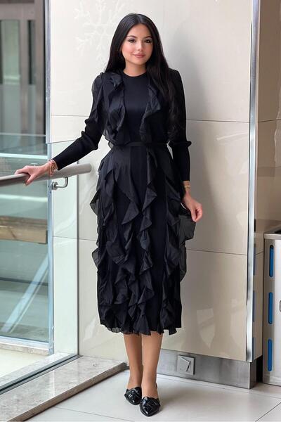 Mahal Accordion Dress with Ruffles on the Front and Back