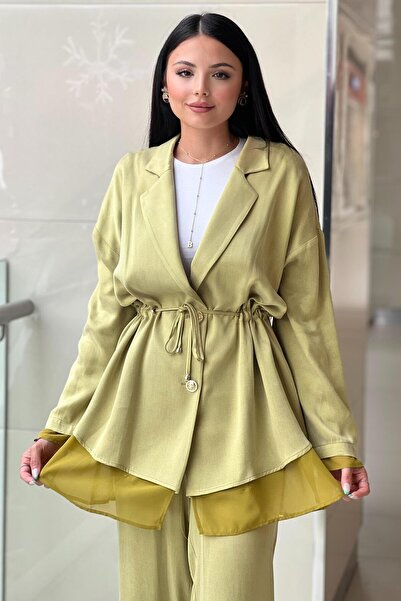 Ghisa Double Breasted Jacket with Chiffon Pants Cupra Suit