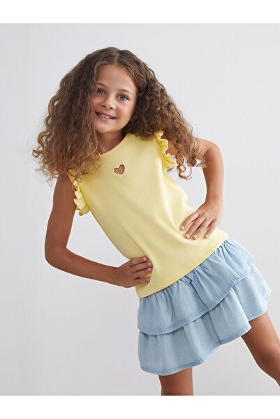 LC Waikiki بلوزة فتيات مطرزة بياقة الدراجة من فيجن للموسم الجديد