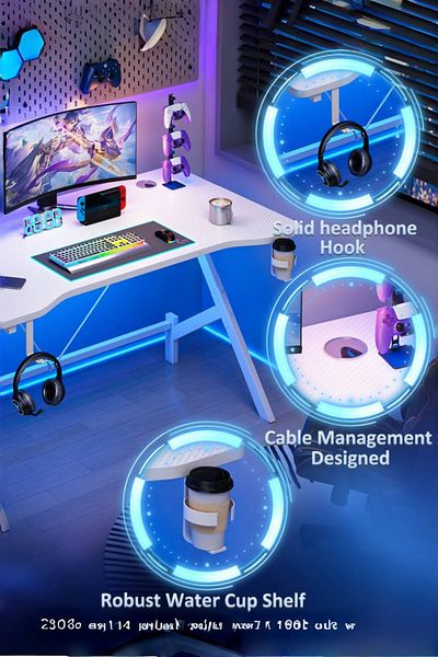 Sheinhome طاولة ألعاب مع حامل أكواب وطاولة دراسة مع خطاف سماعة أذن