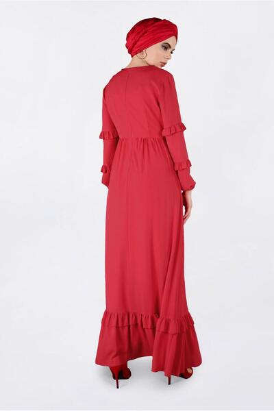 Alvina Button Detailed Ruffle Dress 4357