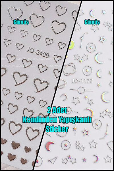 Easy Beauty 2 Adet Nail Art Tırnak Sticker Kendinden Yapışkanlı, Tırnak Süsle...