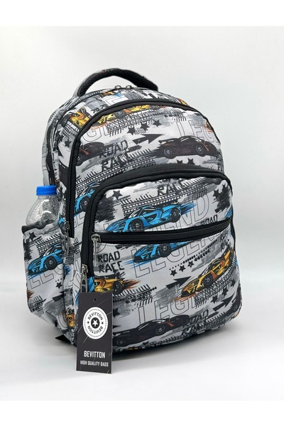 Bevitton Character Pattern Set of 3 Gray Boy's Primary School Backpack