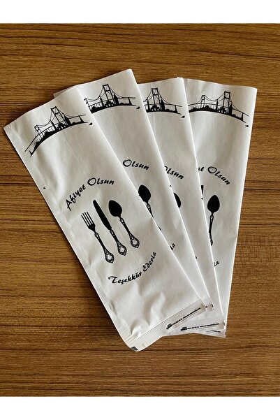 Sarem Ambalaj Çatal Kaşık Bıçak Kılıfı 8x24 Cm (2 RENK ÖZEL BASKILI) 2500 Adet