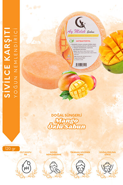 AYMELEK Sabun Mango Özlü - Doğal Banyo Süngerli Sabun