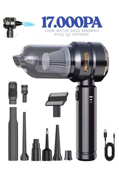 DEANB 17000PA 120w 6000mah Şarjlı Vakumlu Üfemeli Süpürge Araç Içi El Süpürge...