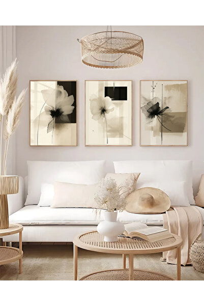 woodsia 3 Parça Çerçeve Görünümlü Ahşap Mdf Tablo Seti UCMD SET1058