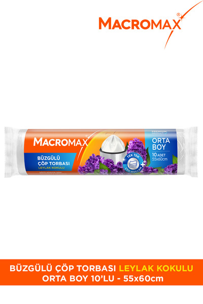 MACROMAX 10 Pieces Medium Size Drawstring Lilac Garbage Bags