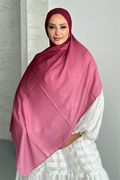 Stella Eşarp Şal din bumbac moale cu model degradat roz-bordeau