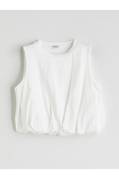 LC Waikiki LCW Kids Off-White Rundhalsbluse für Mädchen