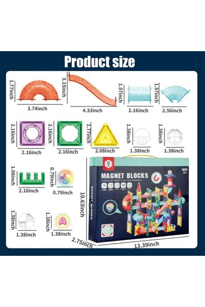 Sunman Manyetik Bloklar ve Işıklı Pist Topu 105 Parça