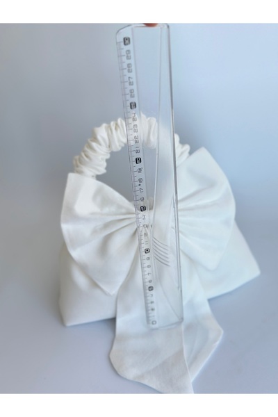 posst bag White Bow Portfolio Evening Dress Handbag