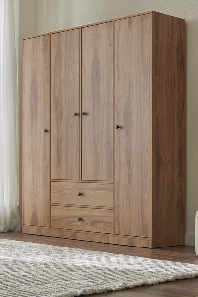 Enza Home Kalinsta 4 Kapaklı Gardırop - Ceviz