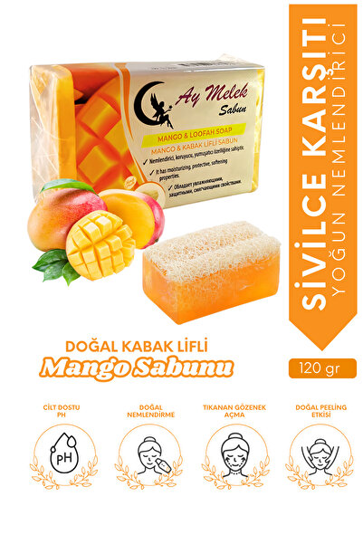 AYMELEK Mango Özlü Doğal Kabak Lifli Güzellik Sabunu Cilt Kırışıklık Önleyici...