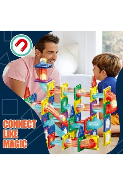 Sunman Manyetik Bloklar ve Işıklı Pist Topu 105 Parça