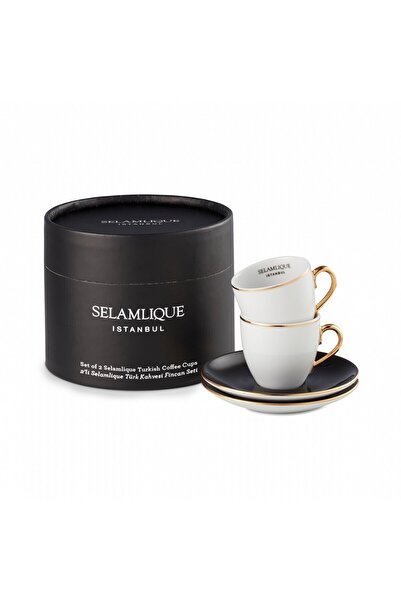 Selamlique 2 li Klasik Siyah Türk Kahvesi Fincanları