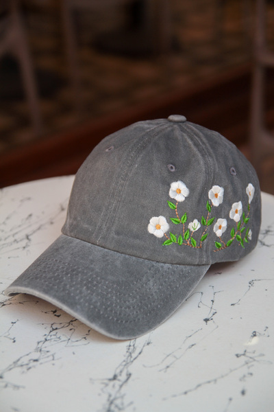 CAP BROS Morning Glory Ivy Flower Embroidered Vintage Cap Hat