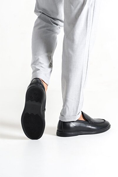 Mubiano Естествена кожа 22103D-S Черни мъжки мокасини с тънка подметка