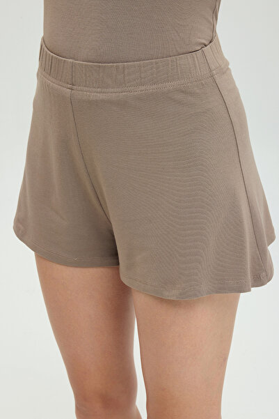 SHEISMONO Ultra Soft Lastikli Şort Vizon