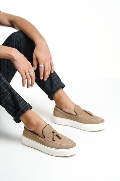Mubiano Γνήσιο δέρμα 22106-VZ Nubuck Mink Χοντρή σόλα με φούντες Ανδρικά Loafer & Casual παπούτσια