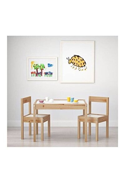 IKEA 2+ Yaş Çocuk Aktivite Ve Çalışma Masa Seti - 1 Masa Ve 2 Sandalye Ahşap Beyaz 2