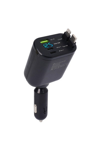 Choice black Car Charger Super Fast Charging USB 3.1A Type C PD Fast Charging Voltage Detection Retractable