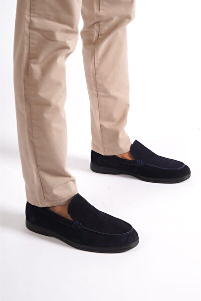 Mubiano Натуральна шкіра 22103T-LCV Синій нубку чоловічі лофери