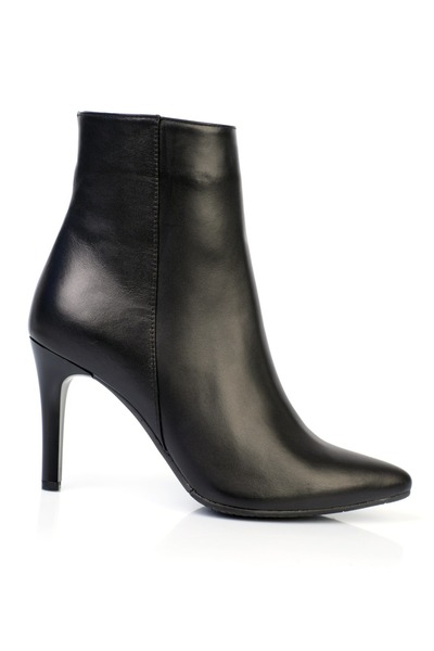 KARVENSHOES Hakiki Siyah Deri Fermuarlı Stiletto Bot