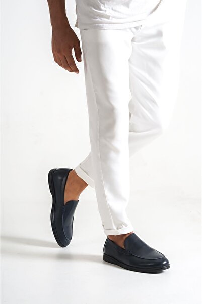 Mubiano Естествена кожа 22103D-LCV Тъмносин тънък подмет мъжки мокасини