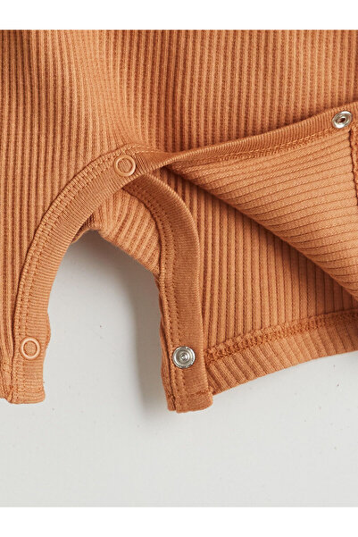 LC Waikiki LCW baby Kahverengi Bisiklet Yaka Erkek Bebek Kaşkorse Tulum 2'li