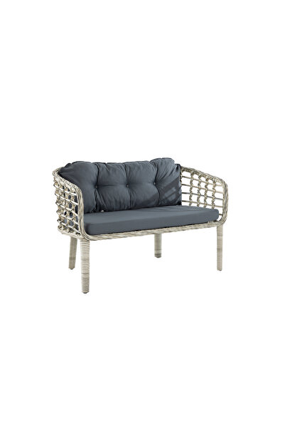 Tu Tienda KARTEPE 2 1 1 RATTAN BAHÇE BALKON TAKIMI,BAL KÖPÜĞÜ RATTAN/KOYU GRİ KUMAŞ
