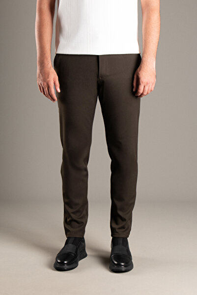 ZEKİ ÖZER Ανδρικό λινό παντελόνι - Καφέ καμβάς