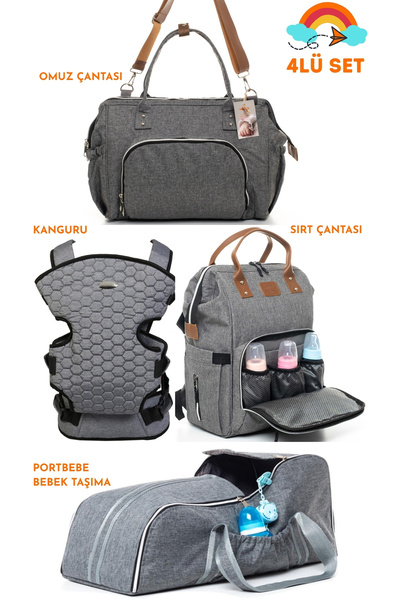 Sahra Doğum Seti (LUXUS FONKSİYONEL LEKE TURMAZ BEBEK BAKIM SIRT ÇANTASI VE P...