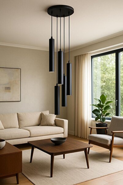 ABAJUR EVİM elem sarkıt 5li spotlu avize