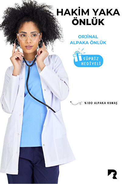 Raven Uniform Hakim Yaka haină albă pentru femei, lungime medie, doctor, prof...