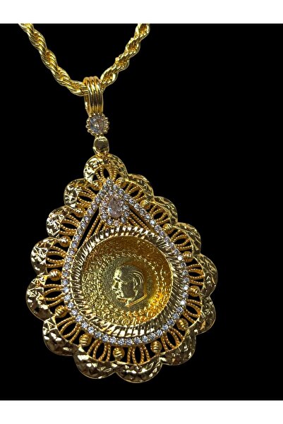 stainless steell Nefertiti Yarım Altın Çerçeveli Kolye (Altın Kaplama)