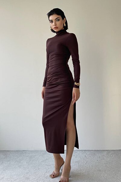 barış sülün lovebox Жіноча еластична тканина Sandy з напівкомірцем і розрізом...