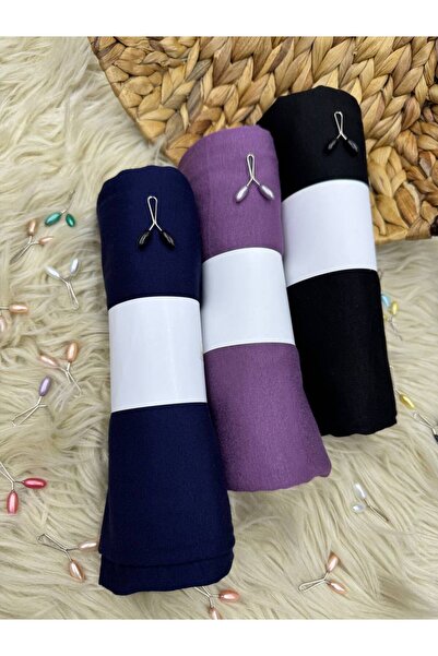 LA SEFA 3'lü Penye Düz Şal-LACİVERT-SİYAH-MOR