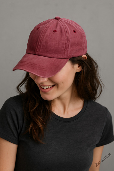 ZERAMİNE Unisex Washable Vintage Hat Burgundy Hat