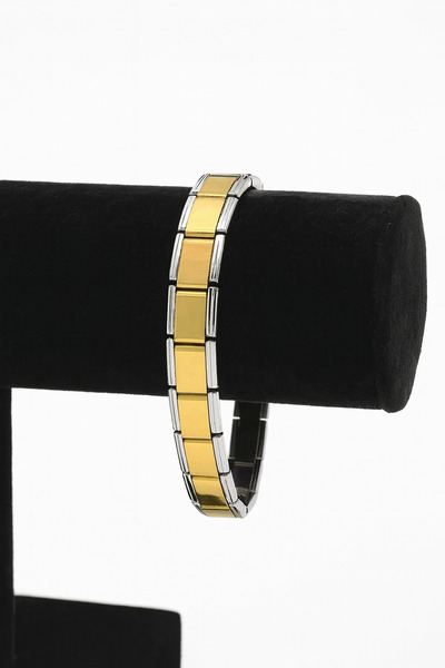 Bittox Men Women Unisex Stainless Steel Flexible Italian Bracelet- Gold and Silver Color Italian Bracelet
